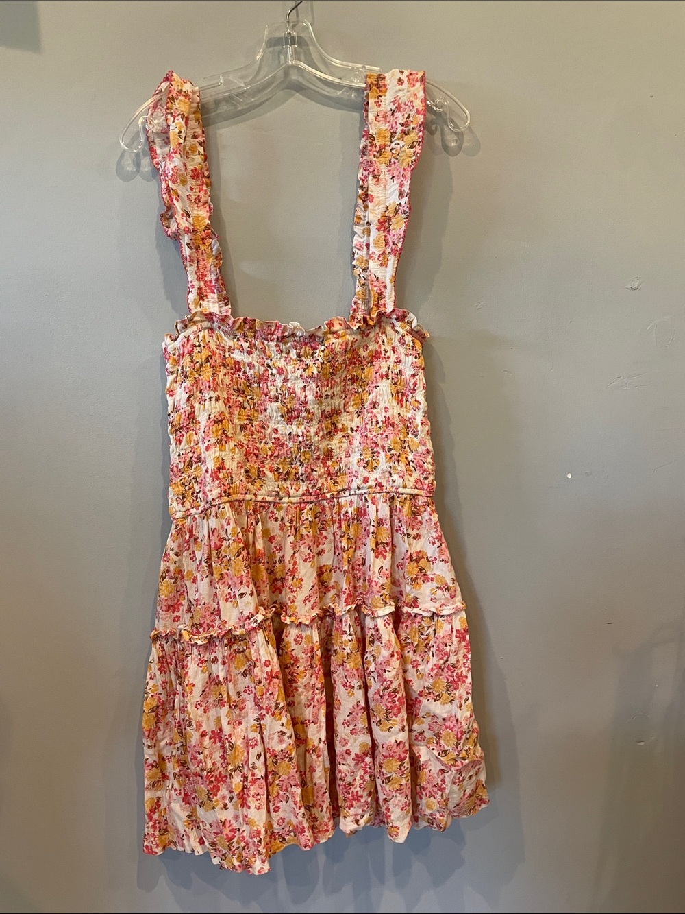 Aerie Pink Floral Sundress with Ruffled Straps
